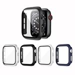 MALE COUSIN Watch Hard PC Cover, Compatible with Apple Watch Case 40mm Series SE 6/5/4,with Tempered Glass Screen Protector，for iWatch Accessories, 40mm,4 Pack