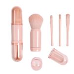 Makena Travel Makeup Brushes Set: 4 in 1 Mini Cute Makeup Brush Retractable Professional Foundation Blending Powder Eye Shadow Brush for Women Facial Cosmetics Makeup Brush Set (Multicolor)