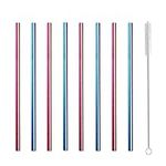 Metal Straws Short,Small Straw for Cocktail,Mini Stainless Steel Kids Drinking Straws,Reusable Cocktails Coffee Bar Straws with Cleanning Brush for Cocktail Party Home Office Restaurant,Colorful 8Pcs