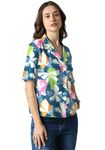 Wear Your Opinion Women's Printed Rayon Drop Shoulder Sleeve Shirt (Design:Multicolor Butterfly, Large, White)