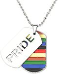 Pride Necklaces for Gay Lesbian Couple Anniversary Valentines Day Wedding Gifts for Men Boyfriend Lgbtq Rainbow Dog Tag Beaded Necklace for Pride Festival Party