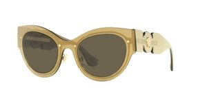 Versace VE 2234 1002/3 Brown Mirrored Plastic Cat-Eye Sunglasses Brown Lens