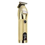 Cordless Outlining Trimmer Professional T Liners Clippers for Men T-Blade Close Cutting Beard Mustache Trimmers Hair Cuttings Kit, LCD Display Zero Gapped Detail Barber (Gold)