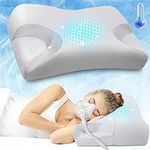 IKSTAR Newest Cooling CPAP Pillow for Side Sleepers, Sleep Apnea Pillow for CPAP User - Reduce Air Leak, Hose Tangle, Mask Pressure, Memory Foam Neck Support Nasal Pillow Side, Back, Stomach Sleeper