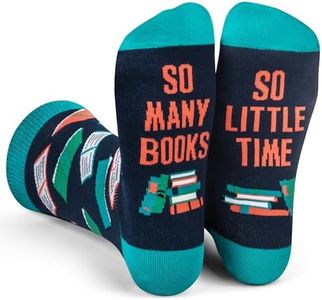 Lavley Book and Reading Socks for Adults - Funny Gifts for Reader - Unisex for Men and Women, One Size (US, Alpha, One Size, Regular, Regular, So Many Books So Little Time)