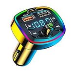 Goolsky Bluetooth FM Transmitter,Car MP3 Music Player Bluetooth 5.0 FM Transmitter Radio Receiver Dual USB & PD Car Charger Adapter Support TF Card/USB Drive Hands-Free Calling Voltage Display