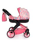 Cosatto Dolls Pram, Mini Wow Continental Pink Unicorn, Includes Change Bag, Easy Fold, Suitable For Dolls Up To 46cm