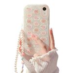 Ownest Compatible with XR Case, Aesthetics Phone Case with Bear Love Heart Pattern for Girls Womens,Camera Protective Cute Phone Case for iphone XR + Pearl Chain