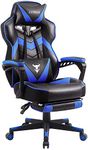 Zeanus Gaming Chair with Footrest Recliner Computer Chair Gamer Chair with Massage High Back Gaming for Heavy People Ergonomic Gaming Computer Chair Big and Tall Gaming Chairs for Adults Blue