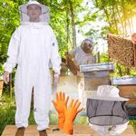 Beekeeper Suit - Premium Bee Protective Suit for Ultimate Honey Bee Protection - Full Coverage Bee Suit for Bees - Specialized Honey Bee Protection Dress with Rubber Gloves- Free Size