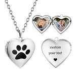 Dog Paw Custom Necklace Personalised Heart Locket Necklace That Holds Pictures Custom Your Photo Text for Lover