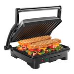 Chefman Panini Press Grill and Gourmet Sandwich Maker, Non-Stick Coated Plates, Opens 180 Degrees to Fit Any Type or Size of Food, Stainless Steel Surface and Removable Drip Tray - 4 Slice