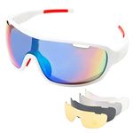 SAWUTPV Polarized Cycling Glasses for Men Women UV400 Protection Sports Sunglasses with 5 Interchangeable Lenses Bike Goggles (BrightWhite)