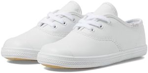 Keds Girl's Champion Toe Cap (Little Kid/Toddler) Sneaker, White Leather, 5.5 Little Kid