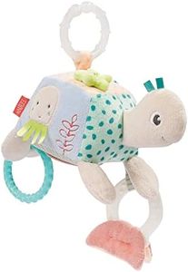 Fehn Juguete de actividades en forma de tortuga, juguete de actividad motriz para cochecito, animal de juego con anilla de sujeción, juguete para agarrar y descubrir, peluche para bebés y niños