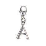 Initial Letter "A" Alphabet Sterling Silver Clip On Charm Pendant with Lobster Clasp for Women Girls - 925 Sterling Silver - For European Charm Bracelets - Letter Jewellery