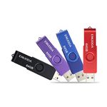 ENUODA Memory Stick 64GB 4 Pack USB 2.0 Flash Drive Swivel Design Pen Drive Storage Thumb Drive (Black Red Blue Purple)