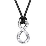 FaithHeart Viking Jewellery for Men, Norse Runes Mobius Infinity Charm Necklaces Wax Rope Chain, Cool Black Leather Necklace Cord for Husband Son