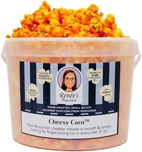 Renée’s Cheesy Corn™ Gourmet Popcorn - real Wisconsin cheddar cheese is smooth and velvety- delicious cheesiest fresh popped, handmade snack or gift - 1.1 gallon plastic bucket tin