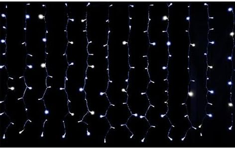 H HANSEL HOME Cortina de Luces LED de 3m x 1m 160 LED Fijo+40 LED Flash Cortina Luces Navidad Impermeable IP44 Exterior y Interior - Luz Azul y Blanca Efecto Flash