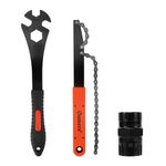 Oumers Bike Cassette Removal Tool, Bicycle Chain Whip＋Pedal Wrench＋2 in1 Freewheel Removal Tool, Bicycle Pedal Removal Spanner, Freewheel Remover, Wrench Sprocket Remover for Bike Repair