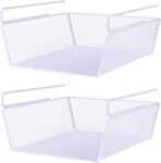 Styleys Under Shelf Baskets - Mesh Wire Rack Shelf Organizer Hanging Baskets for Office Kitchen Pantry Organization and Storage (17-inch, White), 2 Pieces - S11036