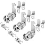 Cylinnda Cabinet Locks with Keys, 1-1/8" Cam Locks Keyed Alike, Quality Cabinet Cam Lock for RV Storage Locks Drawers Mailbox Toolbox Lock Replacement Set, Zinc Alloy (3 Pack, 1-1/8 Inch)