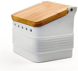 RSVP International White Stoneware Kitchen Collection, Stoneware Garlic Keeper, 4.5x4x4.5