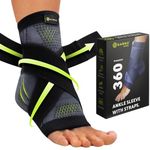 GARNO Ankle Brace Compression Sleeve with Adjustable Straps, Arch Support & Foot Stabilizer, Elastic Wrap for Plantar Fasciitis, Achilles Tendonitis Recovery, Sports Bandage Sock; Men, Women
