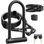 Sportneer Bike Lock, 18mm Heavy Duty Bike U Lock Plus Size with 6Ft/1.8M High Security Steel Cable & Adjustable Mounting Bracket & Key Anti Theft Secure Locks for Bikes, E-Bikes, Motorbikes, Scooters