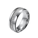 ANAZOZ Mens Engraved Ring Mens Ring Men Promise Ring,Mens Tungsten Carbide Rings Round 8MM Men's Rings Silver Ring Size L 1/2