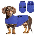 Queenmore Small Dog Sweater, Soft Fleece Vest Pullover Dog Jacket with Leash Hole, Warm Winter Dog Coats Cold Weather Doggy Dachshund Sweaters for Small Dogs Cats Boy or Girl (Blue, XS)