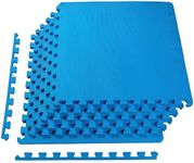 Fitvids Puzzle Exercise Mat with EVA Foam Interlocking Tiles for MMA, Exercise, Gymnastics and Home Gym Protective Flooring, 1/2" Thick, 24 Square Feet, Blue