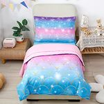 STYHO Single Duvet Cover and Pillowcase Set Gradient Pink Blue Comforter Cover for Teens/Junior/Children/Kids Reversible 3D Print Rainbow Bedding Set with Zipper Closure(Blue, Single)