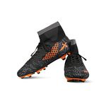Vector X Jaguar Football Soccer Studs with PU Synthetic Upper|Comfortable Lightweight|Sports Footwear for Adult, Men & Boys (Black-Orange, Size 7)