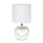 Simple Designs LT2065-WHT Round Prism Mini Table Lamp with Matching Fabric Shade, White