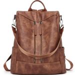 BROMEN Women Backpack Purse Leather Anti-theft Travel Backpack Fashion Shoulder Handbag Brown