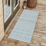 Adiva Rugs Outdoor Indoor Area Rug, Weather Resistant, Easy to Clean, Stain Resistant Floor Mat for Dining Room, Backyard, Deck, Patio (Weiss Aqua, 2'6" x 7')