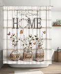 Tijuboni Farmhouse Shower Curtain Cotton Flowers Shower Curtains for Neutral Country Bathroom Decor Rustic Shower Curtain Set Waterproof Polyester Fabric 72 x 72 Inch