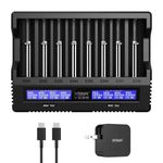 XTAR New VC8S 8 Bays Universal18650 Rechargeable Battery Charger,Test Real Capacity of 8PCS Batteries,Fast Charge 14500 20700 21700 26650 AA AAA 1.2V Ni-MH Ni-Cd (VC8S+PD45 Set)