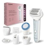 Panasonic ES-EY90-A511 Wet and Dry Epilator, Double Disc with 60 Tweezers, Flexible 90° Pivoting Head, 3 Speed Setting & LED Light, Up to 30 Minutes Operation Time.