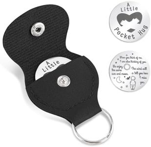 XIHIRCD Abrazo de Bolsillo para Amigos, Ficha de Abrazo de Bolsillo con Llavero de Cuero de pu Moneda de Abrazo de Bolsillo de Acero Inoxidable de Suave para Regalos de Relación a Larga Distancia