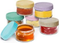 [6 Pack] Glass Salad Dressing Container to Go Glass Small Dipping Sauce Cups Glass Condiment with Lids Leakproof Reusable for Lunch Box Work Trip 2.7 Oz