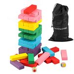 Wondertoys Wooden Stacking Toys Board Games Building Blocks for Kids Balancing Puzzles Toys Learning Educational Sorting Family Games- 48 pieces