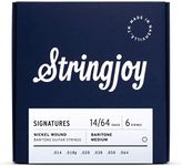 Stringjoy BAL14B Baritone Signatures Nickel Electric Guitar Strings, (Balanced Medium Gauge, 14-64)