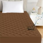 Ayka Waterproof Cotton Quilted Mattress Protector Queen Size Breathable Hypoallergenic Noiseless Ultra Soft Fitted Bed Protector 75x60 inch Mattress/Bed Cover (Queen 75x60 inch | 6.25x5 ft, Brown)