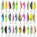 Fishing Spoons Metal Fishing Lure Kit - 30pcs Spoon Fishing kit Colorful Hard Fishing Spinner Baits, Metal Spoon with Treble Hooks Fishing Lures for Trout Salmon Bass Saltwater Freshwater Fishing