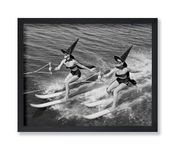 Poster Master Vintage Photograph Poster - Retro Funny Print - 8x10 UNFRAMED Wall Art - Gift for Artist, Friend - Waterskiing Witches, Athlete, Woman, Sport, Fashion - Wall Decor for Home, Office