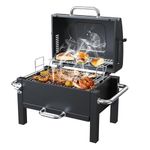 BBQCuker Portable Charcoal Grill, Tabletop Charcoal Grill, Small BBQ Grill with 2-layer Grates and Thermometer(100-800°F), Outdoor Charcoal Smoker for Camping, Picnic, Hiking, Beach and Travel