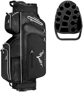 UNIHIMAL 15-Way Golf Cart Bag with Full Length Divider, Premium Luxury Cart Bag with Magnetic Leather Pocket, Golf Bag for Man Women with Handles and Rain Cover